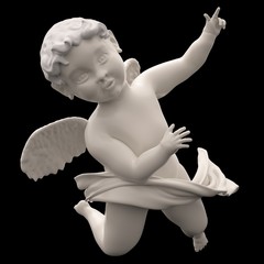 Marble Angel Chubby Male Child Winged. Baroque Putto Figure. Cherubim.