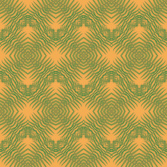 Print Seamless Pattern. Mandala Flowers with Yellow background.