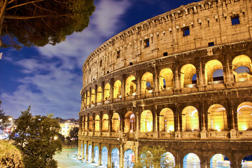 Fototapeta na wymiar Coliseum at night, Rome, Italy.