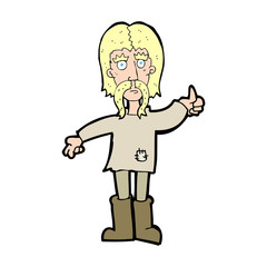 cartoon hippie man giving thumbs up symbol