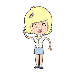 cartoon pretty woman with idea