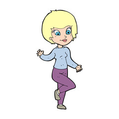 cartoon woman waving