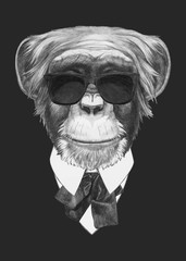 Obraz premium Hand drawn fashion Illustration of Monkey. Vector isolated elements.