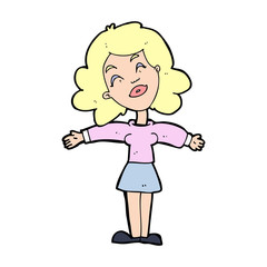 Obraz premium cartoon woman with open arms