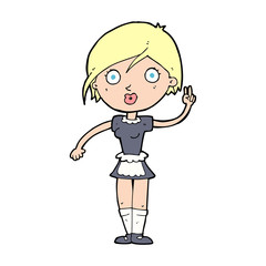 cartoon waitress making hand gesture