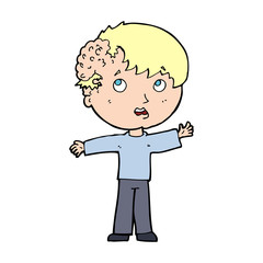 cartoon boy with growth on head