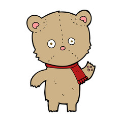 cartoon waving teddy bear