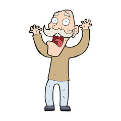 cartoon old man getting a fright
