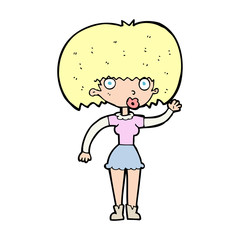 cartoon woman waving