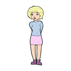 cartoon shy woman