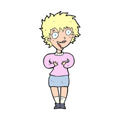 cartoon excited woman