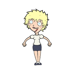 cartoon excited woman