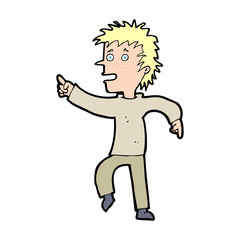 cartoon happy man pointing