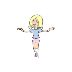 cartoon woman shrugging shoulders