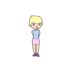 cartoon shy woman