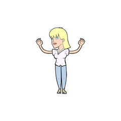 cartoon woman throwing hands in air