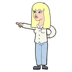 cartoon pretty woman pointing