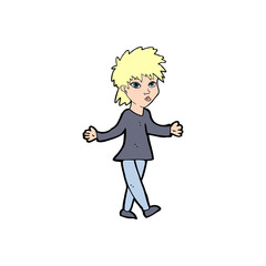 cartoon woman shrugging shoulders