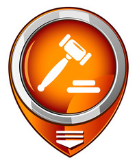 Auction gavel orange map pointer