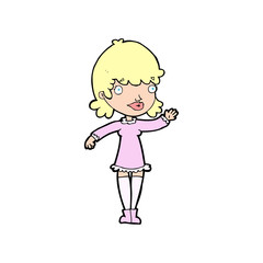 cartoon woman waving