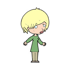 cartoon woman shrugging shoulders