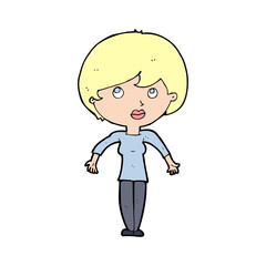 cartoon woman shrugging shoulders