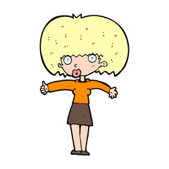 cartoon woman giving thumbs up symbol
