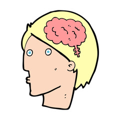 cartoon man with brain symbol