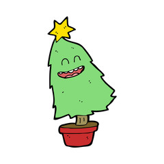 cartoon dancing christmas tree