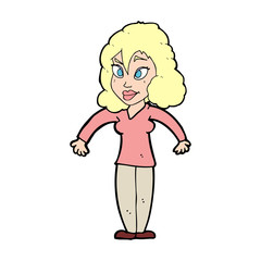 cartoon woman shrugging shoulders