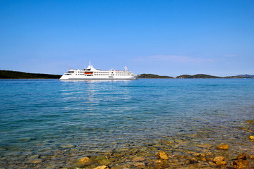 White ship / White boat sailing on the Adriatic Sea