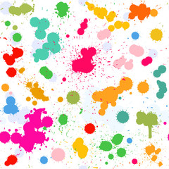 Colorful artistic watercolor splashes vector seamless pattern fo