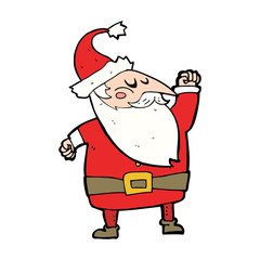 cartoon santa claus punching air