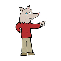 cartoon wolf man pointing
