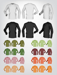 Long sleeve blank t-shirt template. Front, rear and side view.