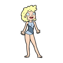 cartoon woman in swimming costume