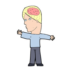 cartoon man with brain