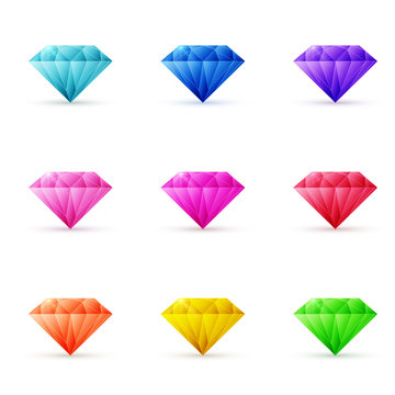 Vector set of colorful shiny jewels