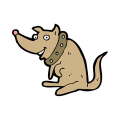 cartoon happy dog in big collar