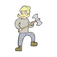cartoon man with axe