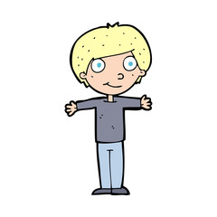 cartoon happy boy with open arms