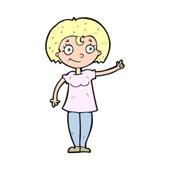 cartoon happy woman pointing