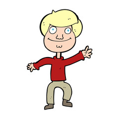 cartoon happy man waving