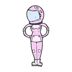 cartoon female astronaut