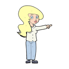 cartoon pretty woman pointing