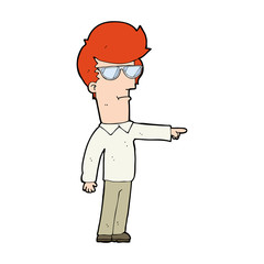 cartoon man in glasses pointing