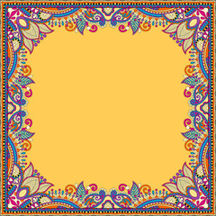 yellow floral vintage frame, ukrainian ethnic style