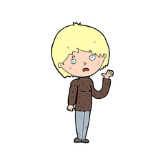 cartoon worried woman