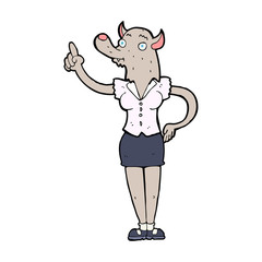 cartoon werewolf woman with idea