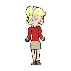 cartoon woman shrugging shoulders